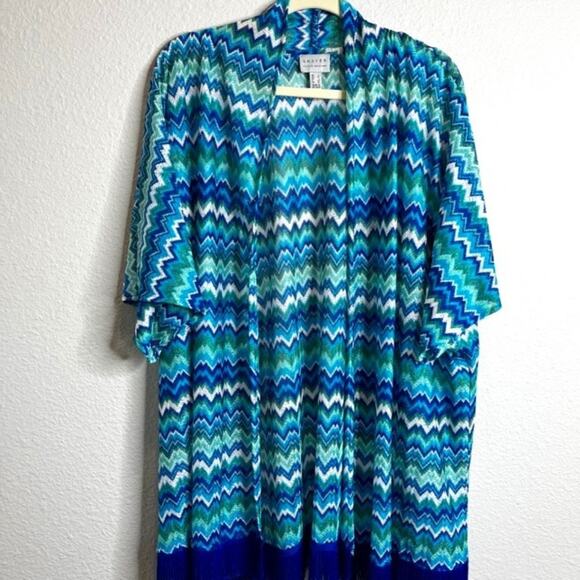 GRAVER Susan Graver Novelty Knit Kimono with Tassel Trim Sz Large - Picture 4 of 8